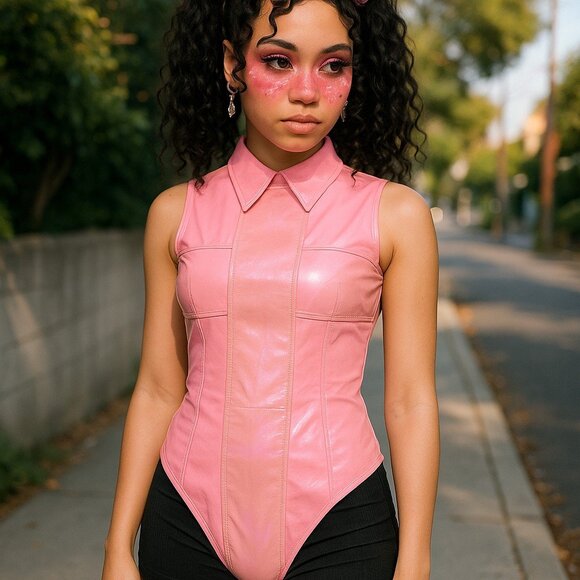 Iron Fist Tops - IRON FIST x 24 HOURS Nun Fux Given Mesh Pink Bodysuit M Festival Rave Punk Y2K